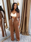 Hooded Zipper Sport Two Piece Pants Set YD-8841