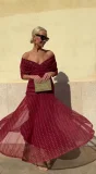 Bohemian Print V-Neck Mesh Maxi Dress GRNH-28852