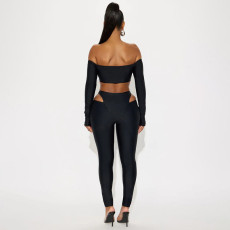 Off Shoulder Long Sleeve Two Piece Pants Set MXBF-J25ST318