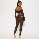 Off Shoulder Long Sleeve Two Piece Pants Set MXBF-J25ST318