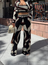 Printed Jacket+Vest+Wide-Leg Pants Set TE-4739