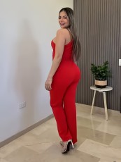 Single Shoulder Solid Color Jumpsuit GDNY-2034