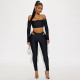 Off Shoulder Long Sleeve Two Piece Pants Set MXBF-J25ST318