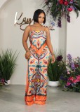 Print Sling Vest Loose Two Piece Pants Set GCYF-9582