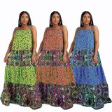 Plus Size Print Sleeveless Maxi Dress GCYF-9319