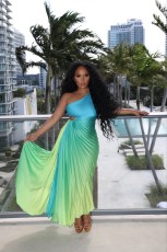 Gradient Press Pleated Maxi Dress GCYF-9575