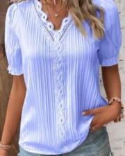 Plus Size Fashion Short Sleeve Blouses GSZE-ST23053