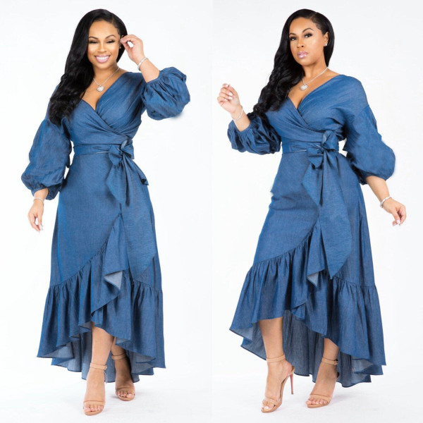 Irregular Long Sleeve Maxi Dress GCYF-9022