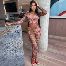 Print Long Sleeve Tight Pants Suit GTYZ-7598