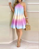Off Shoulder Tie Up Print Dress GSZE-ST22079