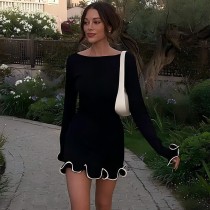 Long Sleeve Ruffles MinI Dress GFTF-0911