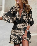 Print V-Neck Mini Dress GSZE-ST22122