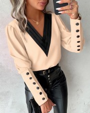 Fashion V-neck Long Sleeve Blouses GSZE-ST23385