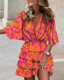Print V-Neck Mini Dress GSZE-ST22122