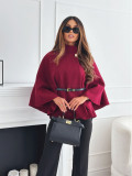 Fashion Solid Color Cape Coat GSZE-5382