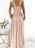 Sleeveless Lace Backless Maxi Dress GSZE-1996