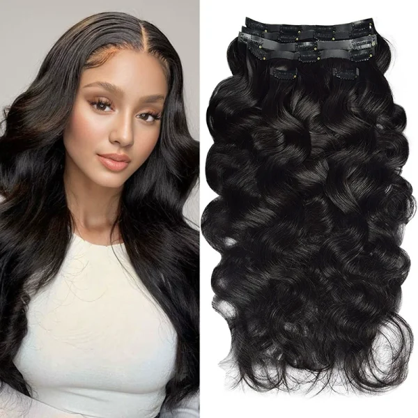 Real Hair PU Clip-On Hair Extensions Wigs JFDX-69145