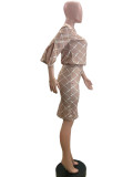 Plaid Print Top Skirt Suit QOUY-6047
