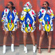Long Sleeve Print Hooded Mini Dress GCYF-9183
