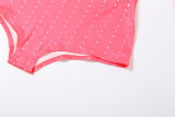 Print Stand Collar Zipper Romper DLSF-K25Q82279