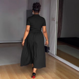 V Neck Short Sleeve Maxi Dress NY-3802
