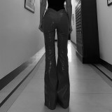 PU Leather Micro Flare Pants GPKJ-MR45465