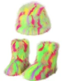 Colorful Fuzzy Fisherman's Hat + Warm Snow Boots NGZR-333