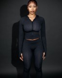 Leopard Print Long Sleeve Pants Suit YWXS-K25L1251