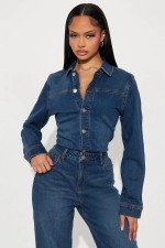 Long Sleeve Denim Jumpsuit LX-6071