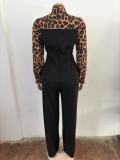 Leopard Print Tie Up Jumpsuit OSM-4494