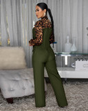 Leopard Print Tie Up Jumpsuit OSM-4494