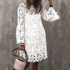 Lace Hollow Out Dress+Sling Dress 2 Piece Set GXRF-QC015