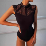 Knits Lace Patchwork Bodysuit GXRF-QC120
