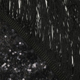 Single Shoulder Sequin Tassel Midi Dress GXRF-QC057