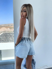 Rhinestone Denim Shorts GXRF-QC110