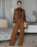 Leopard Print Tie Up Jumpsuit OSM-4494