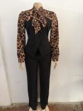 Leopard Print Tie Up Jumpsuit OSM-4494