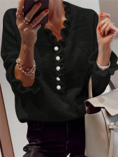 Ruffles V Neck Knits Sweater GZYF-1067