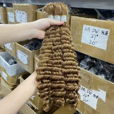 Human Hair Natural Hair Bundle Deep Wavy Wig JFDX-69852