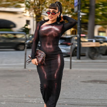 Long Sleeve Slash Neck Long Dress XEF-K25D82024