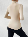Solid Color Cross Ruched T Shirts GZYF-1033
