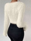 Solid Color V Neck Sweater GZYF-1105