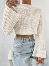 Flare Sleeve Solid Color Sweater GZYF-1020