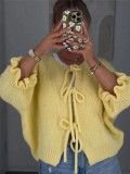 Solid Color Tie Up Sweater GZYF-1003