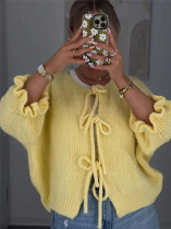 Solid Color Tie Up Sweater GZYF-1003