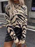 Zebra-print Knit Sweater GZYF-1027