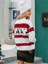 Christmas Reindeer Pattern Knit Pullover Sweater GZYF-1073