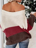 Color Block Loose Knits Sweater GZYF-1096
