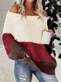 Color Block Loose Knits Sweater GZYF-1096
