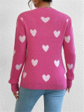 Heart-Patterned Knit Pullover Sweater GZYF-1080
